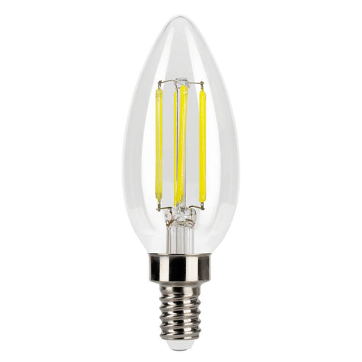 Halco LSB11-CL-FLED4-950-E12-D LED Filament Bullet B11 Bulb E12 Base 5000K 3-Step Built In Dimming Selectable 1.5W/3W/5W 80Lm/300Lm/800Lm 90 CRI 120V Clear (82569)