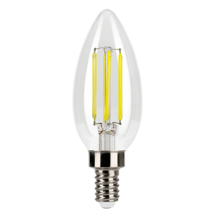 Halco LSB11-CL-FLED4-950-E12-D LED Filament Bullet B11 Bulb E12 Base 5000K 3-Step Built In Dimming Selectable 1.5W/3W/5W 80Lm/300Lm/800Lm 90 CRI 120V Clear (82569)