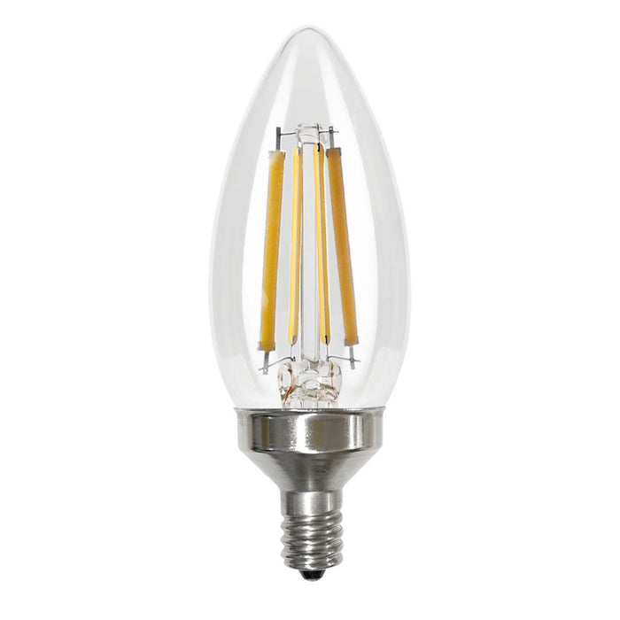 Halco 9B11-CL-FLED4-927-E12-D LED Filament B11 Lamp Candelabra E12 Base 2700K 8.8W 800Lm Clear 90 CRI 120V Dimmable (82561)
