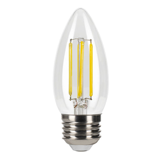 Halco LSB11-CL-FLED4-930-E26-D LED Filament Bullet B11 Bulb E26 Base 3000K 3-Step Built In Dimming Selectable 1.5W/3W/5W 80Lm/300Lm/800Lm 90 CRI 120V Clear (82592)