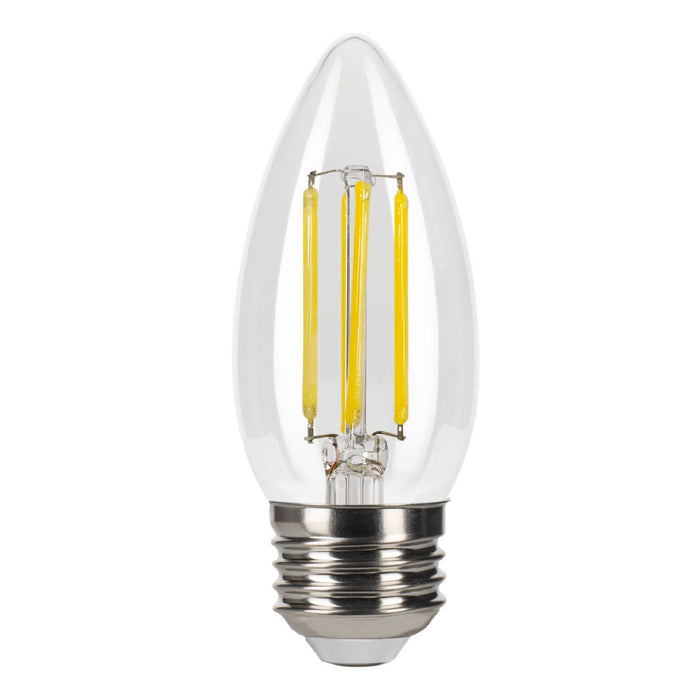 Halco LSB11-CL-FLED4-930-E26-D LED Filament Bullet B11 Bulb E26 Base 3000K 3-Step Built In Dimming Selectable 1.5W/3W/5W 80Lm/300Lm/800Lm 90 CRI 120V Clear (82592)