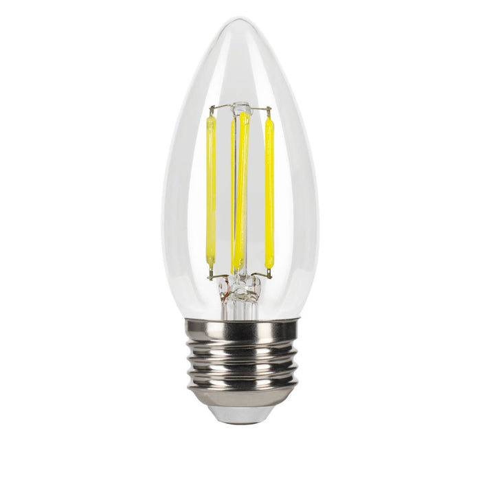Halco B11-CL-FLED4-950-E26-3WD LED Filament B11 Lamp E26 Base 5000K 3-Way 2.2W/3.3W/5.5W Lumen Selectable 200Lm/300Lm/500Lm 90 CRI 120V Clear Dimmable (82721)