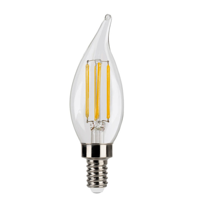 Halco LSCA11-CL-FLED4-927-E12-D LED Filament Flame Tip CA11 Bulb E12 Base 2700K 3-Step Built In Dimming Selectable 1.5W/3W/5W 80Lm/300Lm/800Lm 90 CRI 120V Clear (82612)