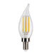 Halco LSCA11-CL-FLED4-927-E12-D LED Filament Flame Tip CA11 Bulb E12 Base 2700K 3-Step Built In Dimming Selectable 1.5W/3W/5W 80Lm/300Lm/800Lm 90 CRI 120V Clear (82612)