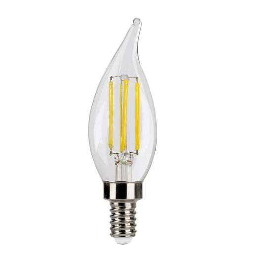 Halco LSCA11-CL-FLED4-930-E12-D LED Filament Flame Tip CA11 Bulb E12 Base 3000K 3-Step Built In Dimming Selectable 1.5W/3W/5W 80Lm/300Lm/800Lm 90 CRI 120V Clear (82613)