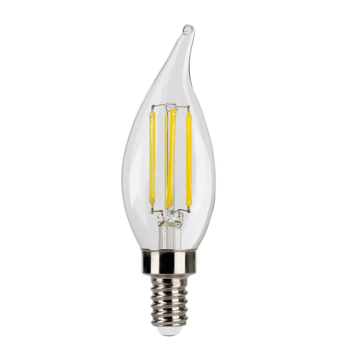 Halco 6CA11-CL-FLED4-930-E12-D-T24 LED Filament CA11 Lamp Candelabra E12 Base 3000K 5.5W 500Lm Clear 90 CRI 120V Dimmable (82604)