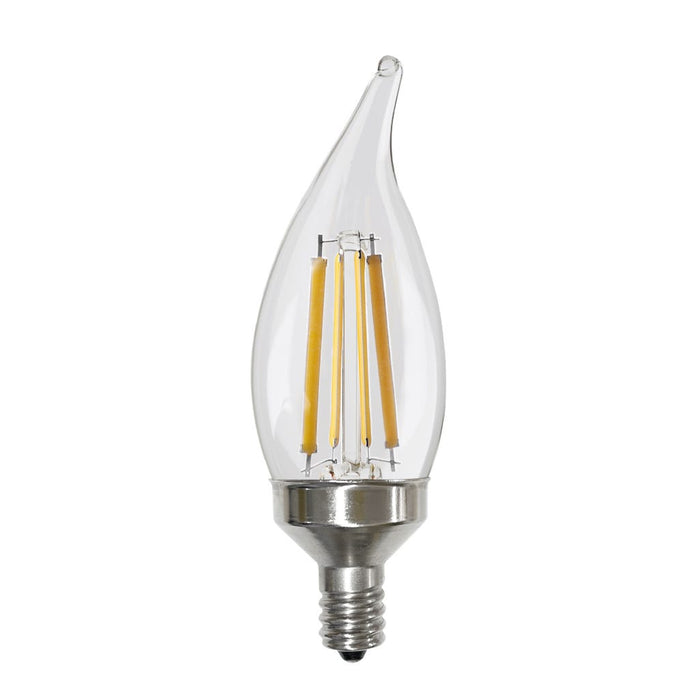 Halco 9CA11-CL-FLED4-927-E12-D LED Filament CA11 Lamp Candelabra E12 Base 2700K 8.8W 800Lm Clear 90 CRI 120V Dimmable (82609)