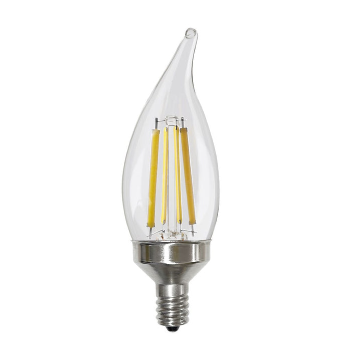 Halco 9CA11-CL-FLED4-930-E12-D LED Filament CA11 Lamp Candelabra E12 Base 3000K 8.8W 800Lm Clear 90 CRI 120V Dimmable (82610)