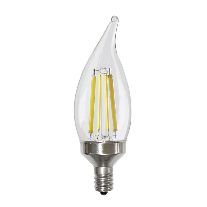 Halco 9CA11-CL-FLED4-950-E12-D LED Filament CA11 Lamp Candelabra E12 Base 5000K 8.8W 800Lm Clear 90 CRI 120V Dimmable (82611)