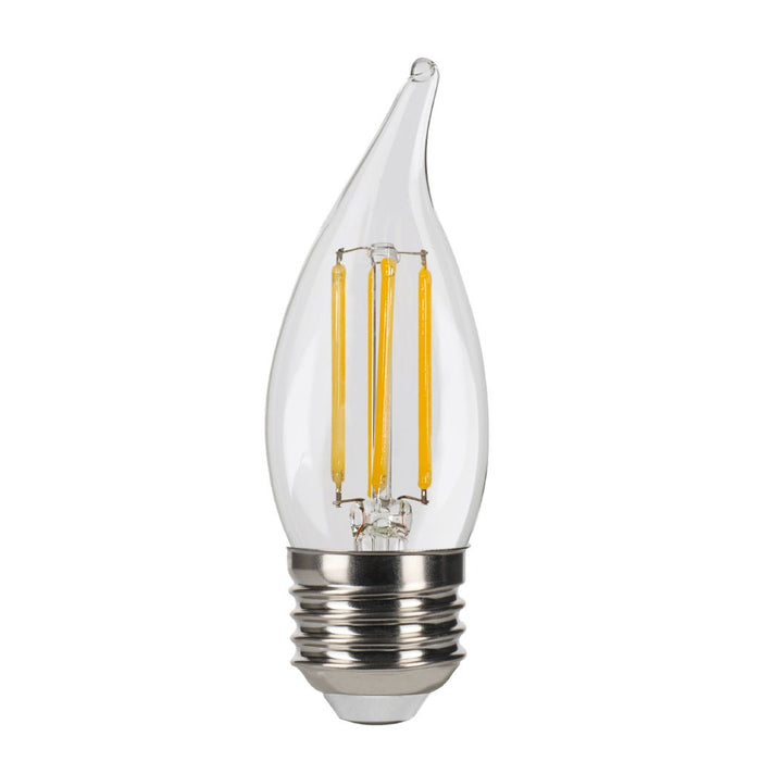 Halco LSCA11-CL-FLED4-927-E26-D LED Filament Flame Tip CA11 Bulb E26 Base 2700K 3-Step Built In Dimming Selectable 1.5W/3W/5W 80Lm/300Lm/800Lm 90 CRI 120V Clear (82636)
