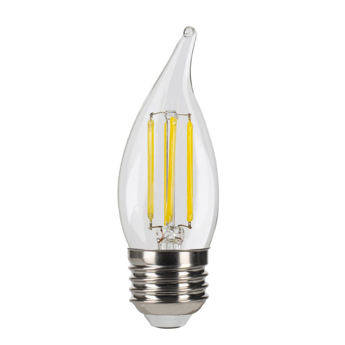Halco LSCA11-CL-FLED4-930-E26-D LED Filament Flame Tip CA11 Bulb E26 Base 3000K 3-Step Built In Dimming Selectable 1.5W/3W/5W 80Lm/300Lm/800Lm 90 CRI 120V Clear (82637)