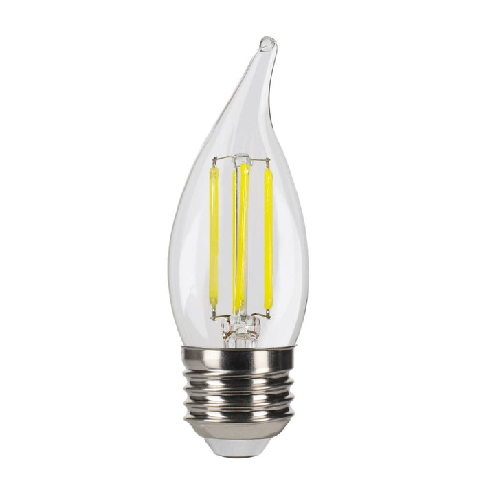 Halco LSCA11-CL-FLED4-950-E26-D LED Filament Flame Tip CA11 Bulb E26 Base 5000K 3-Step Built In Dimming Selectable 1.5W/3W/5W 80Lm/300Lm/800Lm 90 CRI 120V Clear (82638)