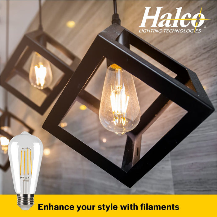 Halco 5ST19-CL-FLED4-950-E26-D LED Filament ST19 Lamp Medium E26 Base 5000K 5W 500Lm 90 CRI 120V Clear Dimmable (82692)