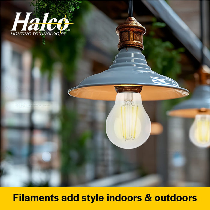 Halco 9A19-CL-FLED4-930-E26-D-T24 LED Filament A19 Lamp Medium E26 Base 3000K 9W 800Lm Clear 90 CRI 120V Dimmable (82531)
