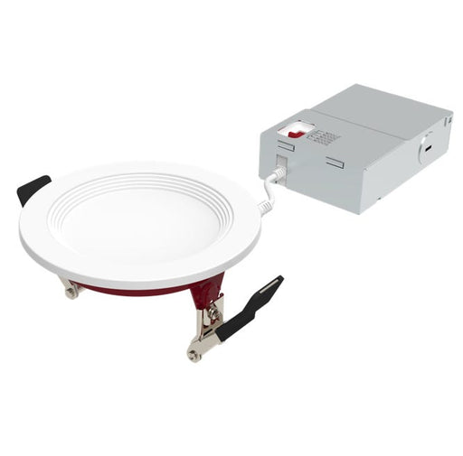 Halco FRSDL-4-CS-BT-120V Fire Rated 4 Inch Slim Downlight CCT Selectable 2700K/3000K/3500K/4000K/5000K 11W 900Lm Baffle Trim 120V Triac Dimming T24 (89203)