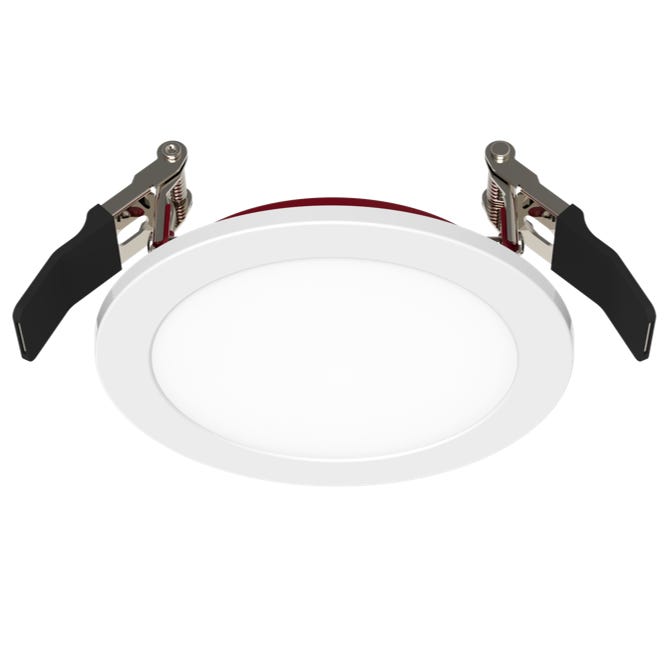 Halco FRSDL-4-CS-ST-120V Fire Rated 4 Inch Slim Downlight CCT Selectable 2700K/3000K/3500K/4000K/5000K 11W 900Lm Smooth Trim 120V Triac Dimming T24 (89202)