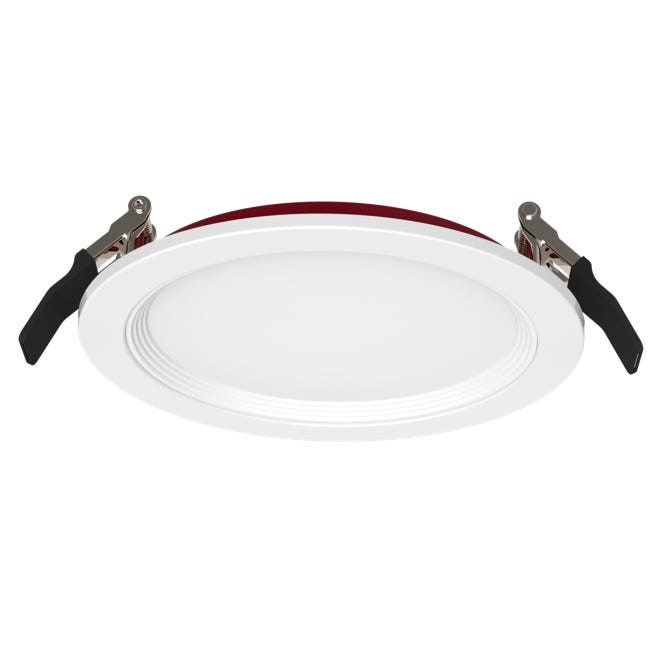 Halco FRSDL-6-CS-BT-120V Fire Rated 6 Inch Slim Downlight CCT Selectable 2700K/3000K/3500K/4000K/5000K 15W 1250Lm Baffle Trim 120V Triac Dimming T24 (89205)