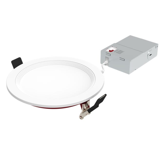 Halco FRSDL-6-CS-BT-120V Fire Rated 6 Inch Slim Downlight CCT Selectable 2700K/3000K/3500K/4000K/5000K 15W 1250Lm Baffle Trim 120V Triac Dimming T24 (89205)