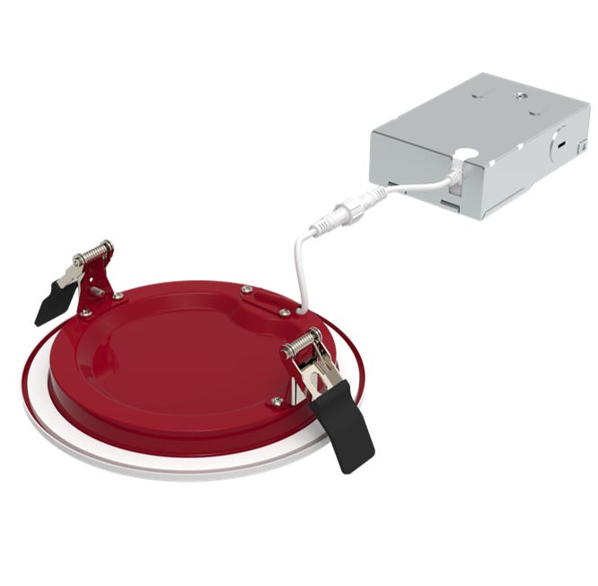 Halco FRSDL-6-CS-BT-120V Fire Rated 6 Inch Slim Downlight CCT Selectable 2700K/3000K/3500K/4000K/5000K 15W 1250Lm Baffle Trim 120V Triac Dimming T24 (89205)