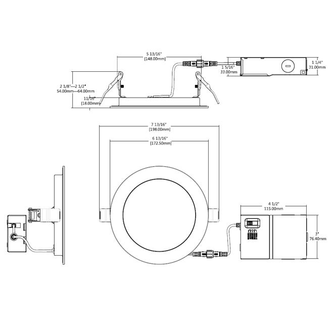 Halco FRSDL-6-CS-ST-120V Fire Rated 6 Inch Slim Downlight CCT Selectable 2700K/3000K/3500K/4000K/5000K 15W 1250Lm Smooth Trim 120V Triac Dimming T24 (89204)