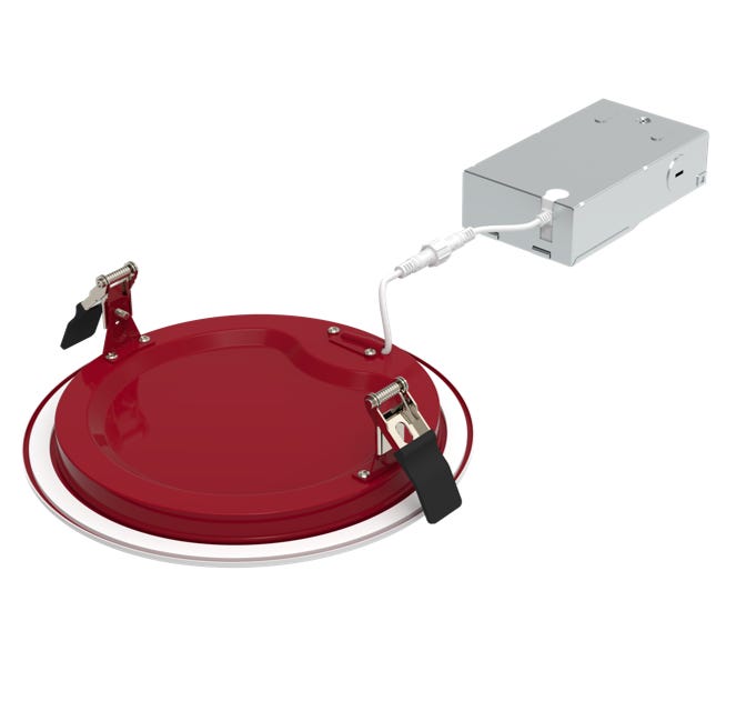 Halco FRSDL-8-CS-BT-120V Fire Rated 8 Inch Slim Downlight CCT Selectable 2700K/3000K/3500K/4000K/5000K 19W 1600Lm Baffle Trim 120V Triac Dimming T24 (89207)