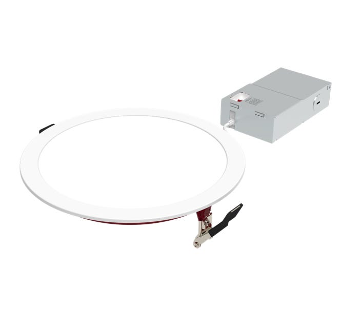 Halco FRSDL-8-CS-ST-120V Fire Rated 8 Inch Slim Downlight CCT Selectable 2700K/3000K/3500K/4000K/5000K 19W 1600Lm Smooth Trim 120V Triac Dimming T24 (89206)