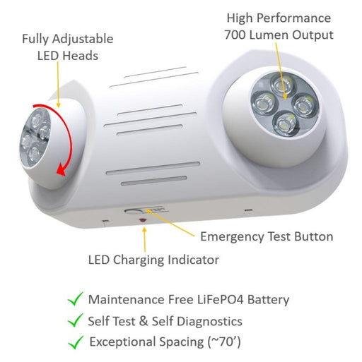 Halco EMG-HPEM-WH-RC Emergence Series High Performance Emergency Unit White Remote Capacity Self-Diagnostics (97128)