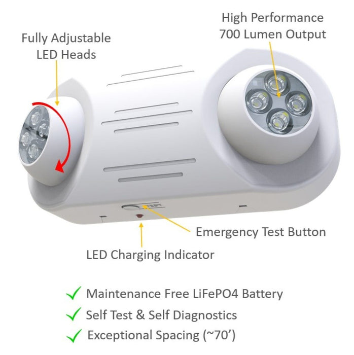 Halco EMG-HPEM-WH-RC Emergence Series High Performance Emergency Unit White Remote Capacity Self-Diagnostics (97128)