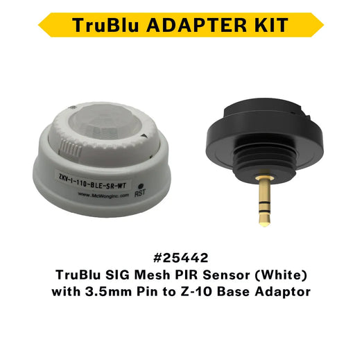Halco PSC-ZKV-BLE-PIR-KIT-SR-WH TruBlu SIG Mesh Fixture PIR Sensor Controller With 3.5Mm Pin To Z-10 Base Adaptor Kit For High/Low Bay Z-10 White 12-24VDC Single Channel 0-10V Dimming Indoor/Outdoor With Photocell For High Bay/Area/Floods (25442)