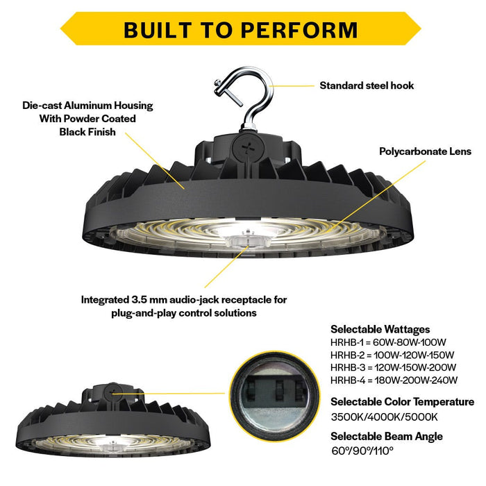 Halco HoverBay Round LED Black Selectable High Bay 