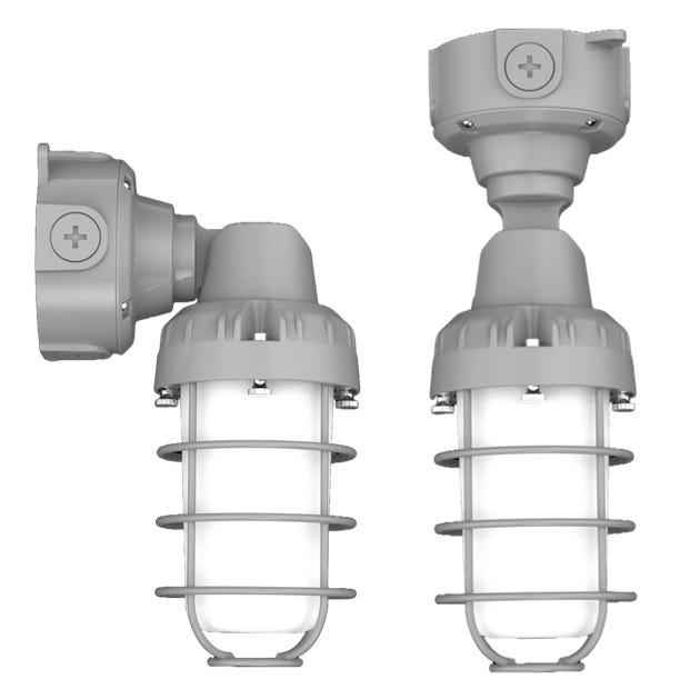Halco VPTAJR-E26-U-GR Vaportight Adjustable Arm Jelly Jar E26 Lamp Ready 120-277Vac Gray Die-Cast Body Silicone Gasketing (12555)