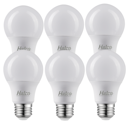 Halco 9A19-LED5-930-D-T20T24-6PK 9W LED A19 E26 Base 90 CRI 3000K Dimmable Generation 5 6-Pack (85123)