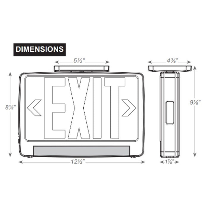Halco EMG-LBCU-R-WH-RC-SD Lightbar Exit And Emergency Combination Single/Double Face Red Legend White Housing Remote Capacity Self-Diagnostics (97133)