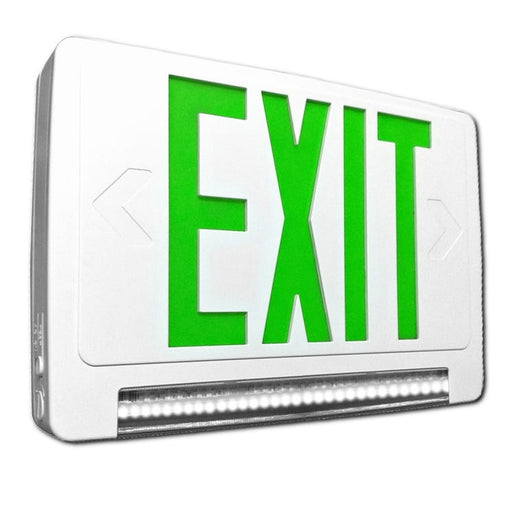 Halco EMG-LBCU-G-WH-RC Lightbar Exit And Emergency Combination Single/Double Face Green Legend White Housing Remote Capacity (97130)