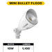Halco MBUL-10-CS-U-WH LED Mini Bullet Flood 10W CCT Selectable 3000K/4000K/5000K 120-277V 60 Degree Beam Angle Non-Dimmable White With Optional Photocell (25591)