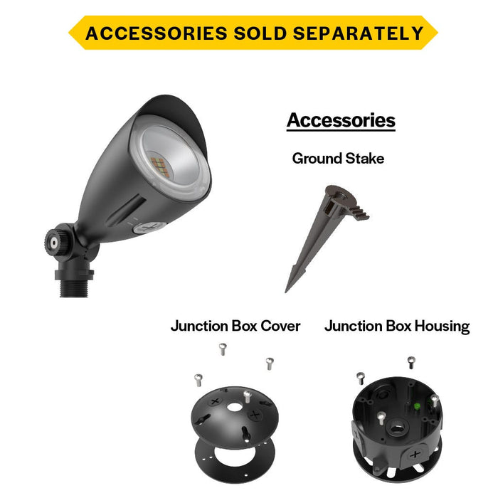 Halco MBUL-10-CS-U-BL LED Mini Bullet Flood 10W CCT Selectable 3000K/4000K/5000K 120-277V 60 Degree Beam Angle Non-Dimmable Black With Optional Photocell (25592)