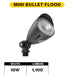 Halco MBUL-10-CS-U-BL LED Mini Bullet Flood 10W CCT Selectable 3000K/4000K/5000K 120-277V 60 Degree Beam Angle Non-Dimmable Black With Optional Photocell (25592)