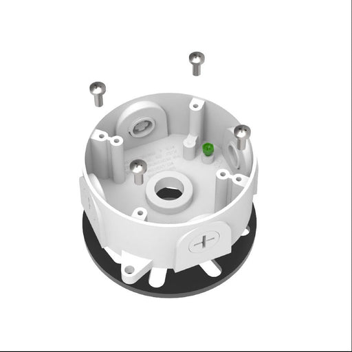 Halco MBUL-JB-WH Junction Box Housing White With EPDM Form 4 Plugs 4 Screws And 1 Grounding Screw For Wall Or Ceiling Mounting MBUL Mini Bullet Flood (25601)