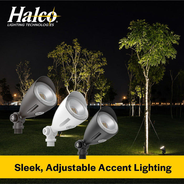 Halco MBUL-10-CS-U-BL LED Mini Bullet Flood 10W CCT Selectable 3000K/4000K/5000K 120-277V 60 Degree Beam Angle Non-Dimmable Black With Optional Photocell (25592)
