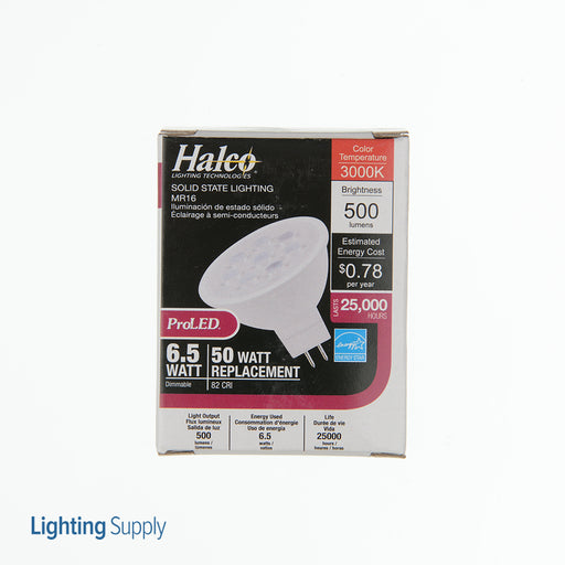 Halco MR16NFL6/830/LED2 6.5W LED MR16 3000K 12V 82 CRI Bi-Pin GU5.3 Base Dimmable Bulb (80540)
