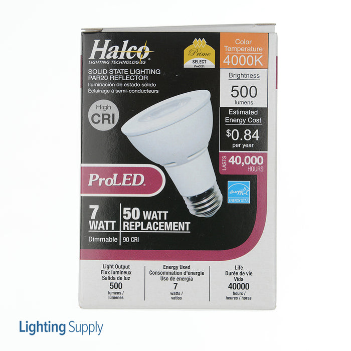 Halco PAR20FL7/940/WH/LED 7W LED PAR20 4000K 120V 90 CRI Medium E26 Base Dimmable Bulb (83051)