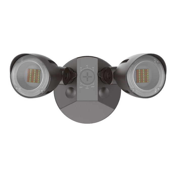 Halco PFL-LS-CS-U-BZ Patrol LED Security Flood Dual Heads Selectable 1450Lm/2175Lm/2900Lm 10W/15W/20W 3000K/4000K/5000K 120-277 VAC Bronze No Motion Sensor (25596)