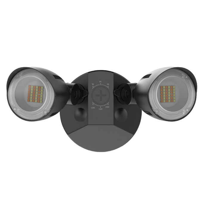 Halco PFL-LS-CS-U-BL Patrol LED Security Flood Dual Heads Selectable 1450Lm/2175Lm/2900Lm 10W/15W/20W 3000K/4000K/5000K 120-277 VAC Black No Motion Sensor (25598)