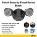 Halco PFL-LS-CS-U-BL Patrol LED Security Flood Dual Heads Selectable 1450Lm/2175Lm/2900Lm 10W/15W/20W 3000K/4000K/5000K 120-277 VAC Black No Motion Sensor (25598)