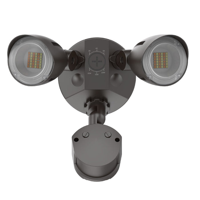 Halco PFL-LS-CS-U-BZ-SR Patrol LED Security Flood Dual Heads Selectable 1450Lm/2175Lm/2900Lm 10W/15W/20W 3000K/4000K/5000K 120-277 VAC Bronze With Motion Sensor (25593)