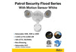 Halco PFL-LS-CS-U-WH-SR Patrol LED Security Flood Dual Heads Selectable 1450Lm/2175Lm/2900Lm 10W/15W/20W 3000K/4000K/5000K 120-277 VAC White With Motion Sensor (25594)