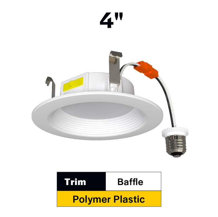 Halco RDLC-4-CS-BT-120V Residential Retrofit Downlight 4 Inch 700lm 7.5W CCT Selectable 2700K/3000K/3500K/4000K/5000K Baffle Trim 120V Triac Dimming (89015)