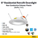 Halco RDLC-6-CS-BT-120V Residential Retrofit Downlight 6 Inch 900lm 10W CCT Selectable 2700K/3000K/3500K/4000K/5000K Baffle Trim 120V Triac Dimming (89017)