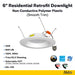 Halco RDLC-6-CS-ST-120V Residential Retrofit Downlight 6 Inch 900lm 10W CCT Selectable 2700K/3000K/3500K/4000K/5000K Smooth Trim 120V Triac Dimming (89018)