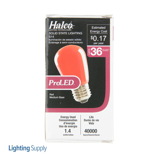 Halco S14RED1C/LED 1.4W LED S14 120V Medium E26 Base Dimmable Red Bulb (80517)